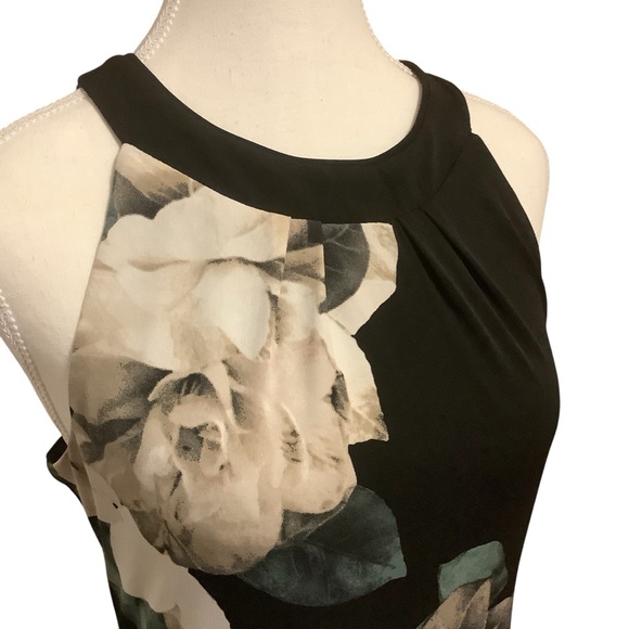 LE CHATEAU BLACK FLORAL PRINT/ HALTER NECK MIDI DRESS/ Size M - Picture 4 of 12